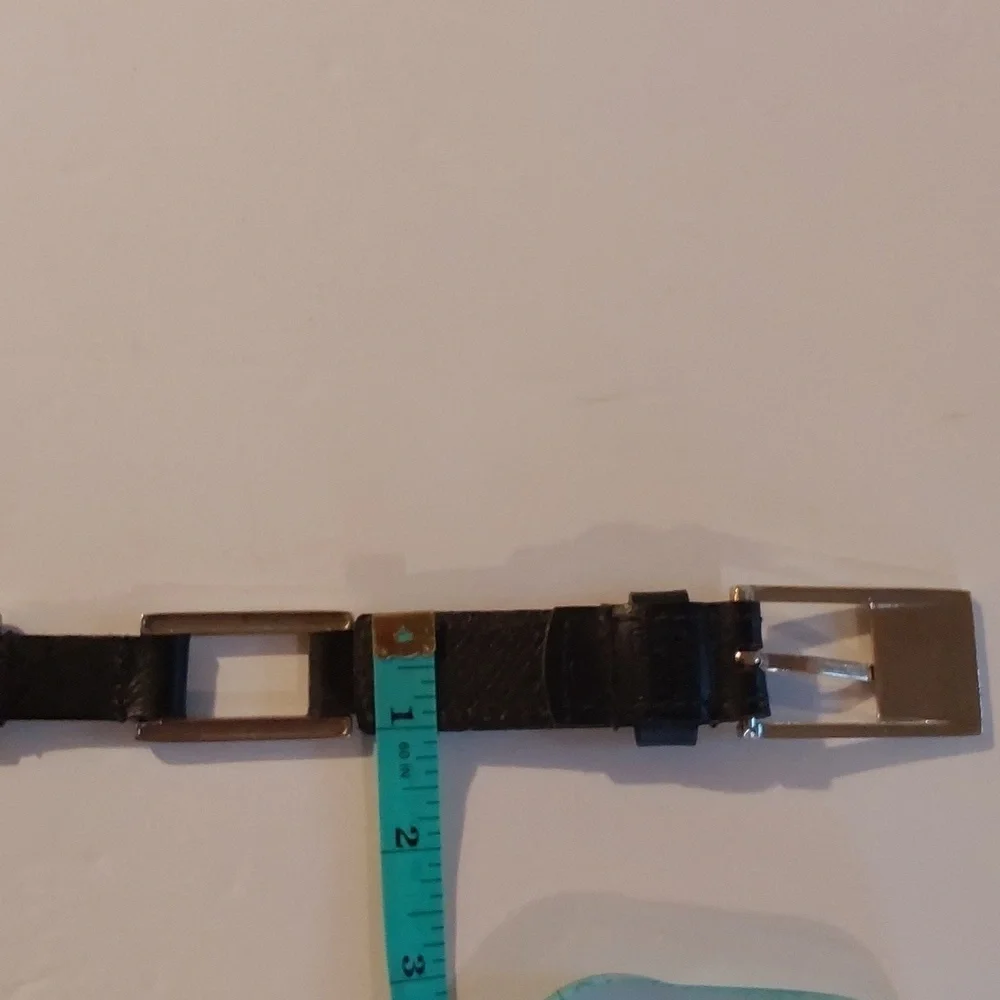 Womens Black Genuine Leather Belt with Silver Metal Links Edgy Punk Goth Sz.M/L
